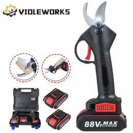 Narzędzia do przycinania 88V Elektryczne ścinanie przycinania Pruner Pruner 30 mm Max SEKateur z 2 litowo-jonowym akumulatorem gałęzie gałęzi ogrodu US Plug 230714