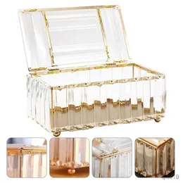 Vävnadslådor servetter Tissue Box Holder Servikarglasfodral Ansiktsbadrum Dekorativ arrangör Förvaringshandduk Rektangulär kristallpapper Gäst dispenser R230715