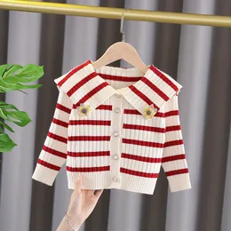 Ropa de primavera para niña, cárdigan de punto a rayas, suéter, chaqueta para niño niña, ropa para niños, suéteres de 1er cumpleaños infantil