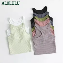 AL0LULU Yoga clothing vest women's I-shaped sports outerwear tight-fitting quick-drying with chest pad running bra fitness top