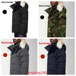 Tasarımcı Erkekler Down Ceket Kırmızı Siyah Etiket Homme Jassen Kış Parka Büyük Kürk Kapşonlu Dış Giyim Chaquetas Puffer Kapüşonlu Mantaı Ceket Ceket Hiver Doudoune Kanada