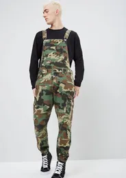 Rockar 2020 Mens Camo Dungarees fungerar overaller Bib and Brace Camouflage Combat Jumpsuit Pants Motorcykel Streetwear W208