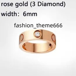 6mm Band 5mm Rings 4mm Titanium Steel Silver Love Fashion Designer Ring Men and Women Rose Gold Silver Jewelry Band med diamanter för älskare Parringar Gift 12