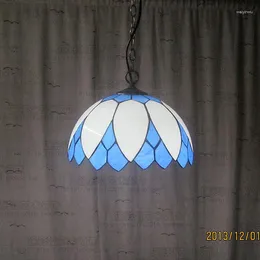 Pendant Lamps 12inch Tiffany Mediterranean Stained Glass Suspended Luminaire E27 110-240V Chain Lights For Home Parlor Dining Bed Room