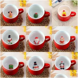 Canecas 3D Adorável Caneca de Café Resistente ao Calor dos Desenhos Animados Animal Cerâmica Copo Presente de Natal Muitos Estilos 11 C R Drop Delivery Home Garden Kitc Dhycd