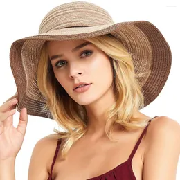 Chapéus de Aba Larga Zecmos Moda Elegante Chapéu de Sol Feminino Causual Palha Senhoras Verão Praia Viseira Grande