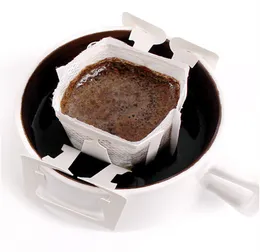 100pcs / 팩 드립 커피 필터 가방 휴대용 매달려있는 매달린 귀 스타일 커피 필터 종이 홈 오피스 여행 맥주 커피 도구 JL1573