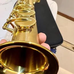 Klassisches W001 B-Sopran-Saxophon mit geradem Rohr, lackiertes Goldmessing, in japanischer Handwerkskunst gefertigtes Jazzinstrument mit Zubehör-Saxofon