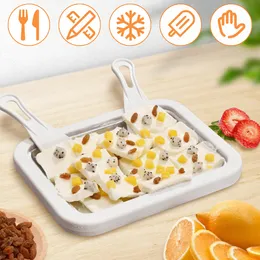 Ice Cream Tools Maker Pan with 2 Scrapers Plate Multifunctional Cold Sweet Fried Food Durable Rolled 230714