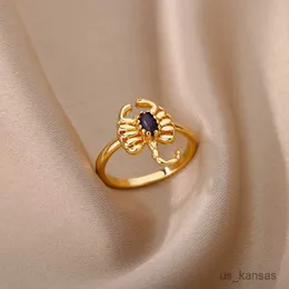 Anéis de banda de zircão anel de escorpião para mulheres anel de aço inoxidável dos desenhos animados anel de dedo multitamanho jóias estranhas criança presente de natal R230715