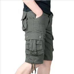 Blazers Summer Men's Casual Cotton Cargo Shorts Overalls Long Length Multi Pocket Hot Breeches Military Capri Pants Male Cropped Pants