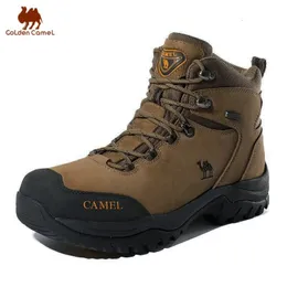 Dress Shoes GOLDEN CAMEL Waterproof Hiking Shoes Outdoor Hightop Tactical Military Boots AntiSlip Male Sneakers Trekking Shoes For Men 230714