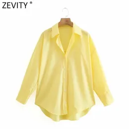 Kobiety bluzki koszule Zevity Kobiety po prostu cukierki kolor swobodne szczupły biuro biurowe damskie bluzka z długim rękawem Roupas Chic Chemise Tops LS9405 230715