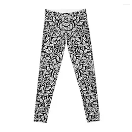 Pantaloni attivi Art Nouveau Floral Damask Leggings in bianco e nero Donna Sport Yoga Wear