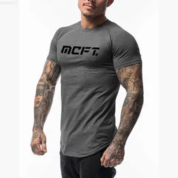 Men's T-Shirts New Fitness Sport Shirt Men Cotton Print Tops Slim Fit Men Running Shirt Gym T Shirt Sport Tees Weightlifting Workout tshirt L230715