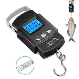 Household Scales 50kg 10g Portable LCD Electronic Hand Scale Travel Hanging Fish with 100cm Long Retractable Measuring Tape 230714