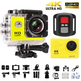 Câmeras de vídeo de ação esportiva Ultra HD 4K Câmera de ação 30FPS 170D Capacete à prova d'água subaquático Gravação de vídeo ao ar livre remoto WiFi 2.0 Tela Mini Sports Cam 230714