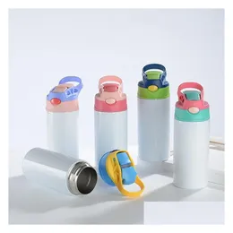 Tumblers 12 Unzen Sublimation Blank Sippy Cup 350 ml Kinder Wasser Getränkeflaschen Edelstahl Trinken gerade für Kinder 383 S2 Drop Dhbac