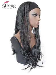 Perucas Sintéticas StrongBeauty 24INCH Long Black Trançado 34 HEADBAND Peruca Full Synthetic Hair x0715