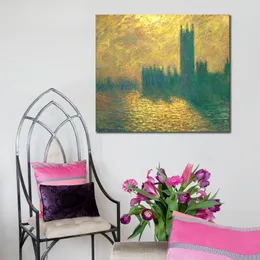 Houses of Parliament Claude Monet schilderij impressionistische kunst handgeschilderde canvas muur decor hoge kwaliteit