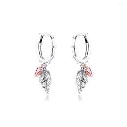 Hoopörhängen 925 Sterling Silver smycken Heart Conch Shell Earring