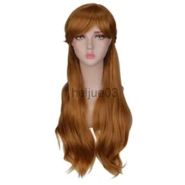 Sentetik peruklar qqxcaiw kadınlar uzun kahverengi prenses örgü cosplay peruk anna parti kostüm kızlar yüksek sıcaklık fiber sentetik saç perukları x0715