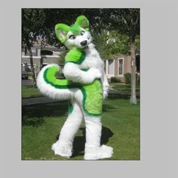 2020 Ny Green Husky Fursuit Mascot Costume Plysch Adult Size Halloween Xmas Party Costumes269p
