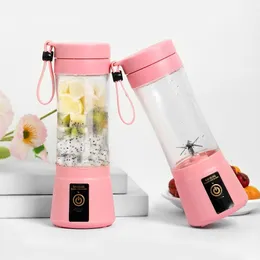 Fruktgrönsaksverktyg Mini Portable Blender Milkshake Cup med USB -uppladdningsbar 6 Blad Mini Fruit Juice Mixer Shake Take Juice Cup 230714