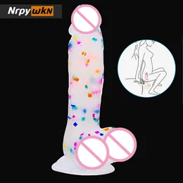 Briefs Panties Confetti Dildo Realistic Clear Silicone with Strong Suction Cup for Hands Free Play Peni and Couple 230714