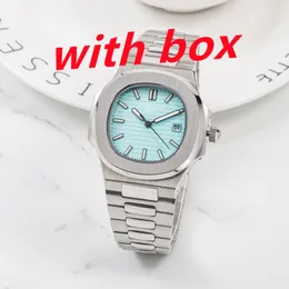 Mit Box, automatische wasserdichte Uhr, 41 mm, Automatikuhren, 5811, silbernes Armband, blaues Edelstahl-Herrenarmbanduhr, mechanisch, Montre de Luxe