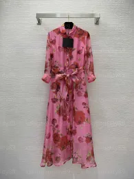 Letnia sukienka urodzinowa projektant damski odzież pełne kwiatowy nadruk klapa