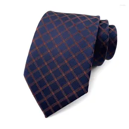 Bow Ties moda mężczyźni jedwabna ręcznie robana krawat granatowe kratki Ascot Gravatas luksuse pour corbatas para hombre akcesoria tk-14