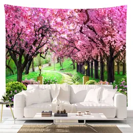 Tapissries Dome Cameras Cherry Blossom Decorative Wall Tapestry Home Decor Bedroom Landscape Large Fabric Tapestry Wall Hanging Decoration Wall Murals R230714