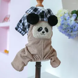 Dog Apparel Y1QB Overall Cartoon Panda Shape Decors Pet Jumpsuit Spring Clothes Outfits