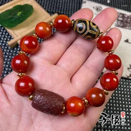 Strand Fidelity Tibetan Huogong Six Eye Tianzhu Warring States Red Agate Armband Men's and Women's Old Ancient Bead