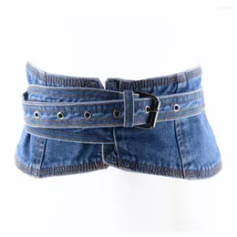 Belts SISHION Fashion Wide Waist Belt For Women VD4068 Ladies Accessories Blue Waistband Denim Cummerbund