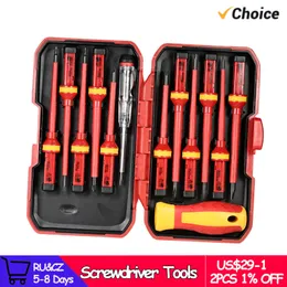 Screwdrivers 13pcs 1000V Changeable Insulated Set with Magnetic Slotted Phillips Pozidriv Torx Bits Electrician Repair Tools Kit 230714