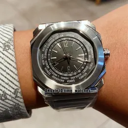 Novo 41 mm OCTO Roma World Timer 103481 Relógio masculino de quartzo Mostrador preto Pulseira de aço inoxidável de alta qualidade Relógios esportivos masculinos 10 Co207v