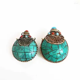 Anhänger Halsketten Tibetisches Kunsthandwerk Nepal Handeingelegter türkisfarbener Stein Schöne Schnupftabakflaschen Ethnische Kollektionen BYH021