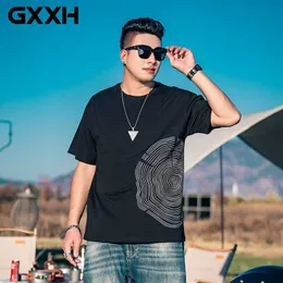 Men's T-Shirts GXXH Trend Men's Summer Fashion Circle Printing Casual Loose Large Size 7XL 6XL Short-sleeved T-Shirt Cotton Home Black T-Shirt L230715