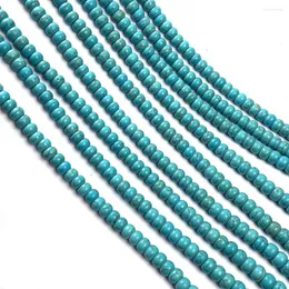 Contas de pedra natural turquesas em forma de ábaco semi-acabadas soltas frisadas para fazer joias DIY colar pulseira acessórios