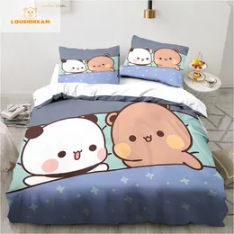مجموعات الفراش Bubu Dudu Cartoon Cute Bear Kawaii Gift King King Twin Double Child Bedding Set Microfiber أو Polyester Davet Cover Set 230715