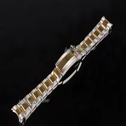 20mm New intermediate gold polished and brushed stainless steel Curved end watch band strap Bracelets for Oysterflex SUB Bracelet 275S