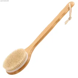 Natural Bristle Bath Brush Exfoliating Beauty Body shower Brush Portable Travel Massage Horse Hair Wooden Dry Brush L230704