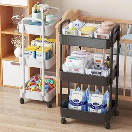 Hooks Mobile Storage Rack Trolley Kitchen Bathroom Bedroom Multi Storey With Wheels Organizer Home Accessories