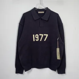 Maglioni da uomo Autunno Inverno Arriva Streetwear 1977 Polo floccato digitale Maglione lavorato a maglia Uomo Donna Sciolto Hip hop Streetwear Pullover lavorato a maglia 230714