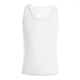 Men's Tank Tops Men Mesh See-Through Shine Vest Fitness Shirt Undershirt Muscle Crop Top Sheer Sleeveless Shirts Breathable Sexy Singlet