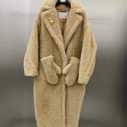 Luxo Lã Teddy Coat Max Designer Cardigan Jaqueta Inverno Moda Quente Casacos de Lã Longo Jaqueta Vestuário Americano Feminino