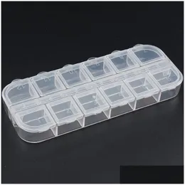 Förvaringslådor BINS NAIL ART BOX 12 GRIDS COPPARTMENT PLASTIC PEALKINS Organiser smycken mini diamant tom ny ankomst 2 8px xb dro dh4xv