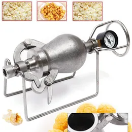 Dubbelpannor Mini Hand Cranked Old Popcorn Machine Maker Puffed Rice High Pressure Cup Corn Fry Machine 230714